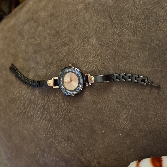 RUMOURS Gunmetal Rose Goldtone Floating Crystal Link Watch - Picture 3 of 6